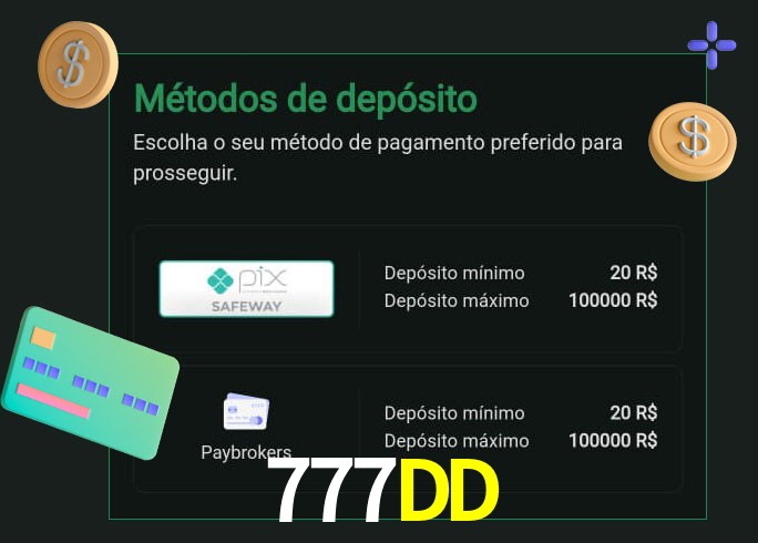 O cassino 777DD oferece uma grande variedade de métodos de pagamento